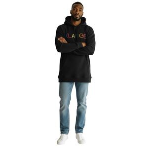 XLARGE Los Angeles Black Cotton Hoodie Waffleknit Multicolor Logo Unisex Medium